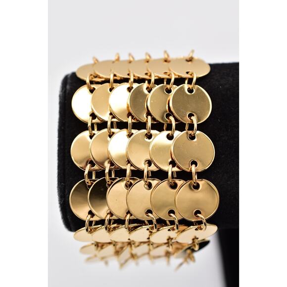 Joan Rivers Vintage Multi-Strand Coin Chain Bracelet Gold Tone Signed 90s BinAW - Picture 1 of 12